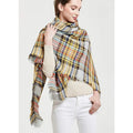 59 X 59in Yellow Blue Womens Fall Winter Scarf Plaid Tassel Soft Warm Blanket Scarves Womens Shawl Wraps